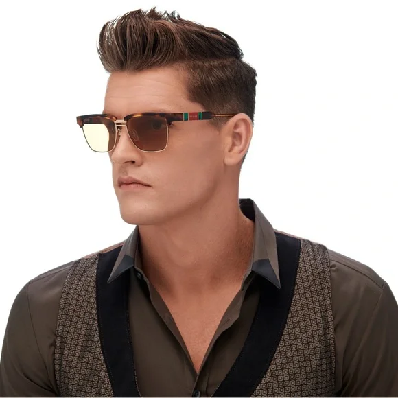 GUCCI SUNGLASSES GG0603S YELLOW SEE THROUGH MENS CLUBMASTER STYLE RX ABLE - Picture 13 of 16